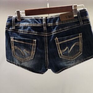 YMI Distressed Denim Shorts Low Rise Micro Mini Dark‎ Wash Juniors 7